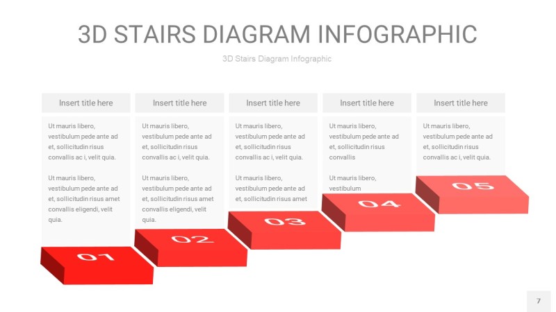 红色3D阶梯PPT图表7
