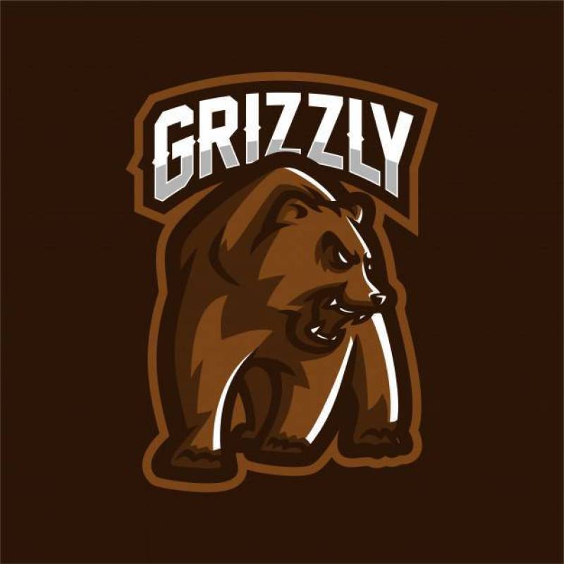 北美灰熊esport游戏吉祥物标志模板