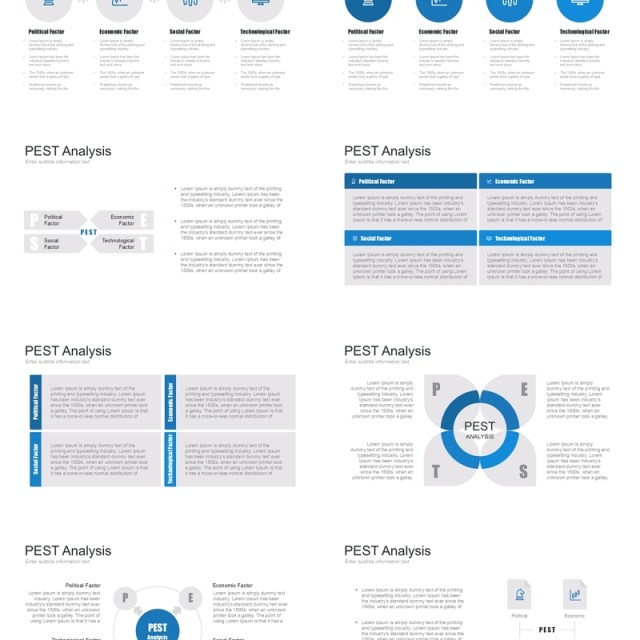 蓝色企业战略宏观环境发展趋势分析PPT模板素材pest blue