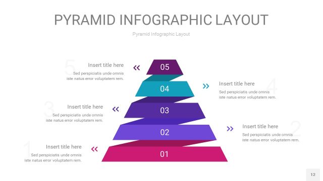渐变紫色3D金字塔PPT信息图表12