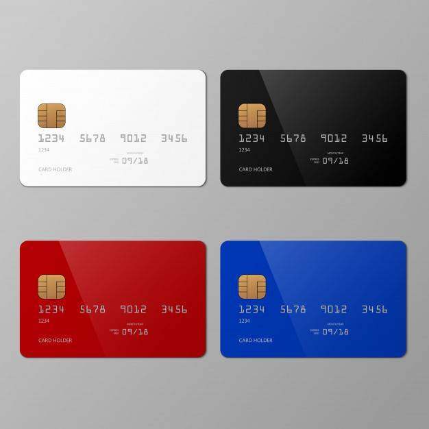 现实白色黑红色和蓝色信用卡
