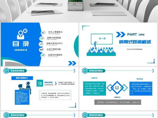 原创简约企业营销管理病毒式营销管理口碑营销技能培训PPT-版权可商用