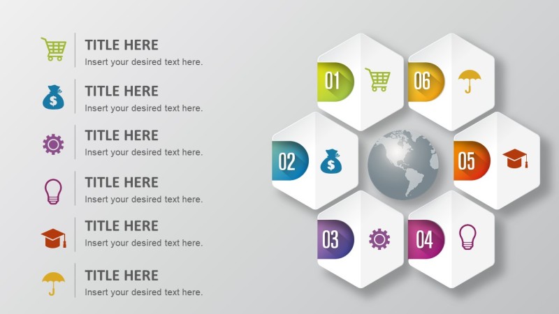 PPT信息图表元素六边形组合图形