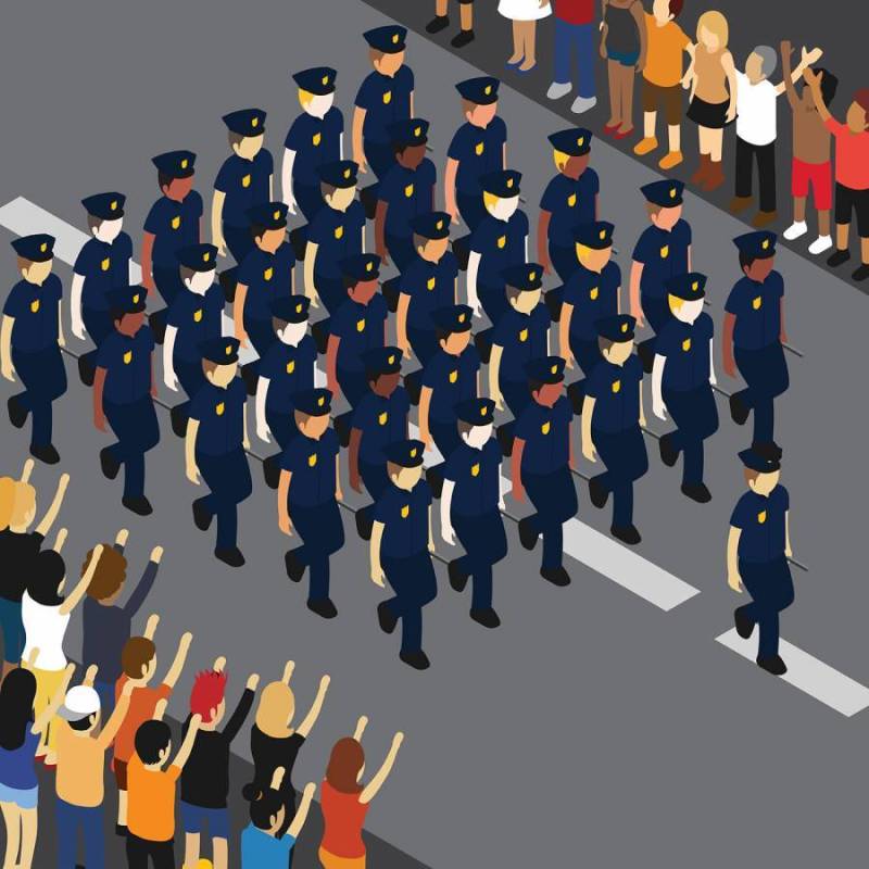 警察游行插图