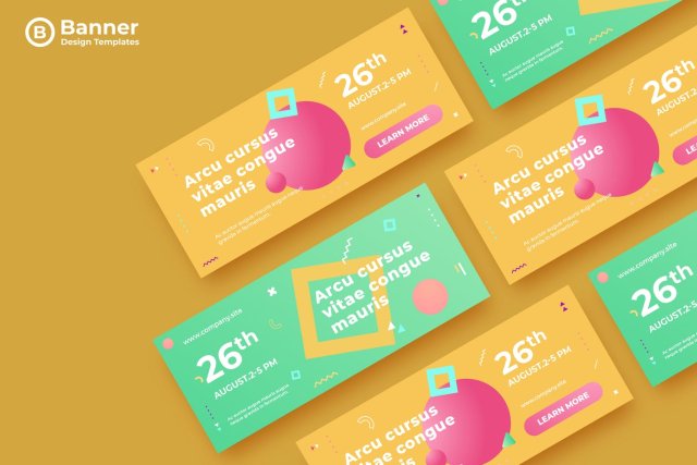 黄色绿色渐变网页banner平面广告AI矢量抽象背景素材ADL Banner Templates.15 黄色绿色渐变网页banner平面广告AI矢量抽象背景素材ADL Banner Templates.15