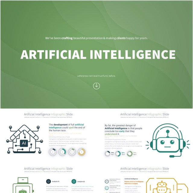 AI人工智能信息图PPT模板Artificial intelligence - Color 12 (Spectra)