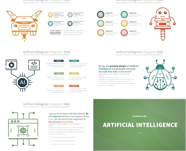 AI人工智能信息图PPT模板Artificial intelligence - Color 12 (Spectra)