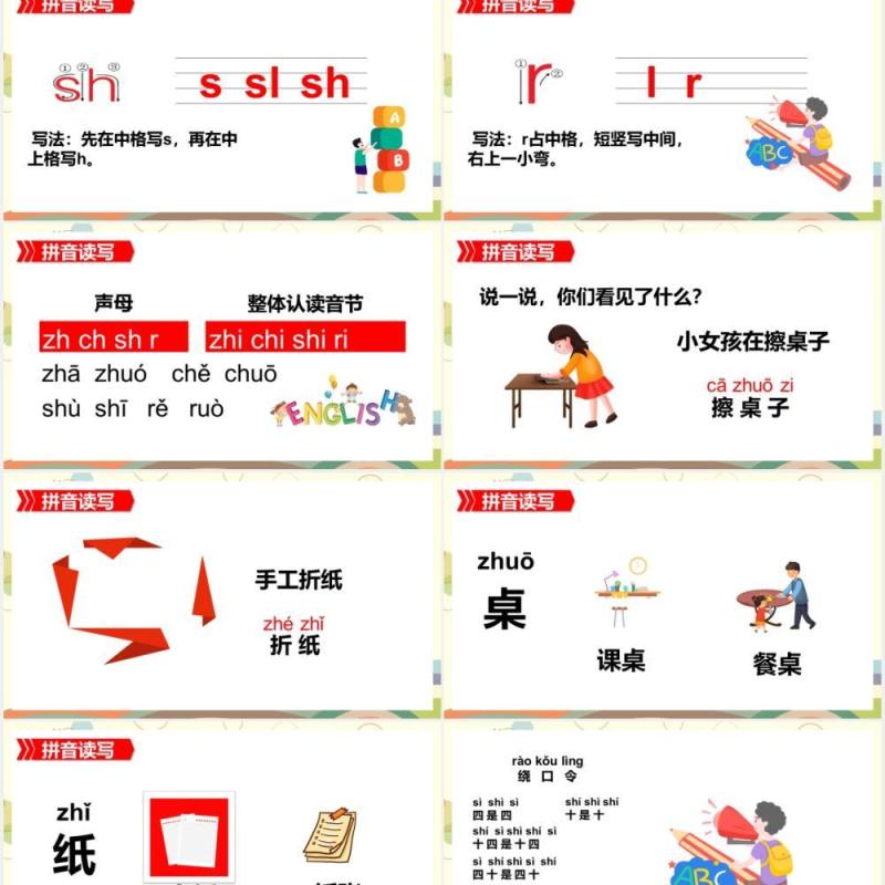 部编版一年级语文上册认读拼音语文课件PPT模板