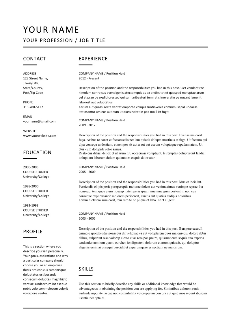 全英文外企求职英文个人简历WORD模板18