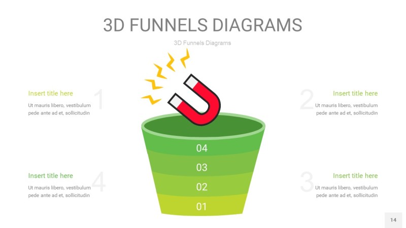 浅绿色3D漏斗PPT信息图表14