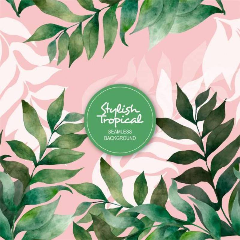 Stylish Tropical Watercolor Seamless Background