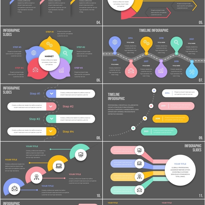 立体信息图表PPT素材模板infographic_dark