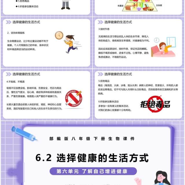 部编版八年级生物下册选择健康的生活方式课件PPT模板 部编版八年级生物下册选择健康的生活方式课件PPT模板