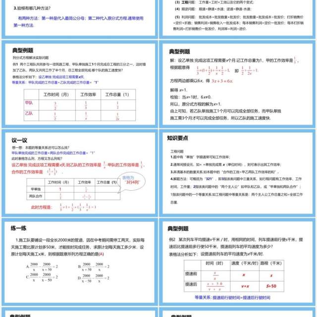 部编版八年级数学上册分式方程的应用课件PPT模板