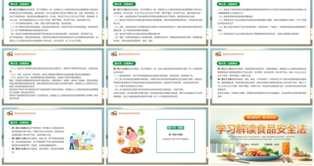 绿色插画风学习解读食品安全法PPT模板 绿色插画风学习解读食品安全法PPT模板