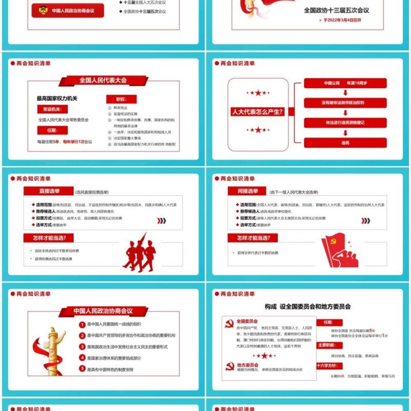 蓝色卡通童心看两会两会精神进校园PPT模板