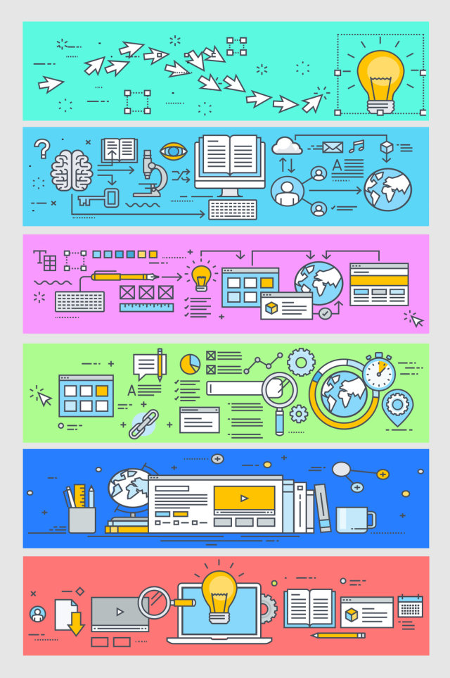 扁平化线性插图矢量图