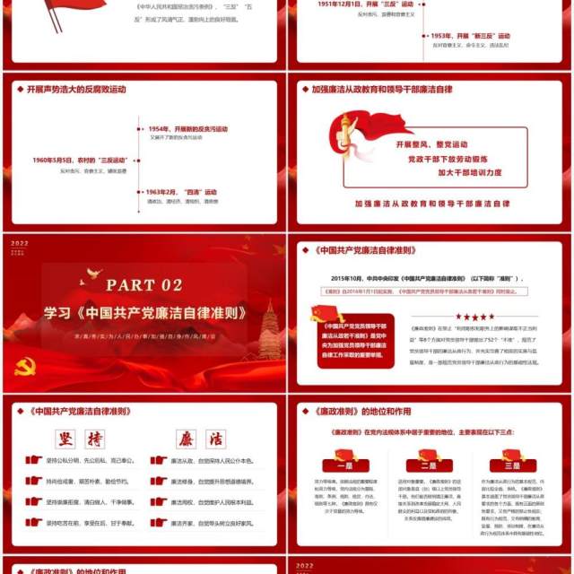 红色大气简约廉政思想汇报PPT模版