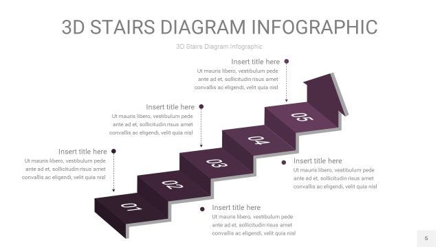渐变深紫色3D阶梯PPT图表5