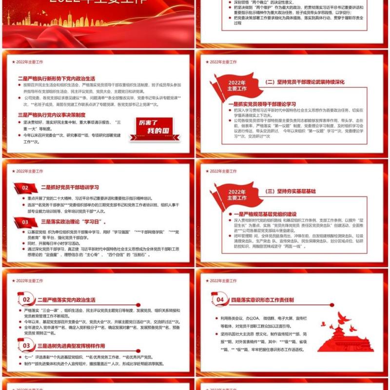红色国企2022年基层党建工作总结PPT模板