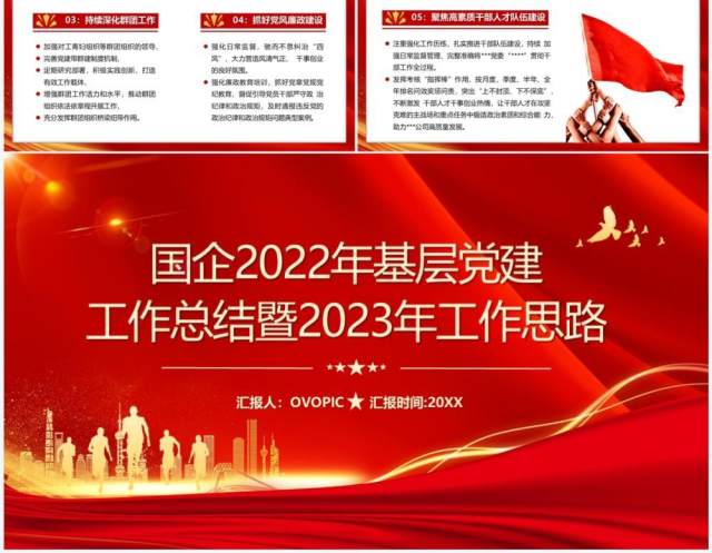 红色国企2022年基层党建工作总结PPT模板 红色国企2022年基层党建工作总结PPT模板
