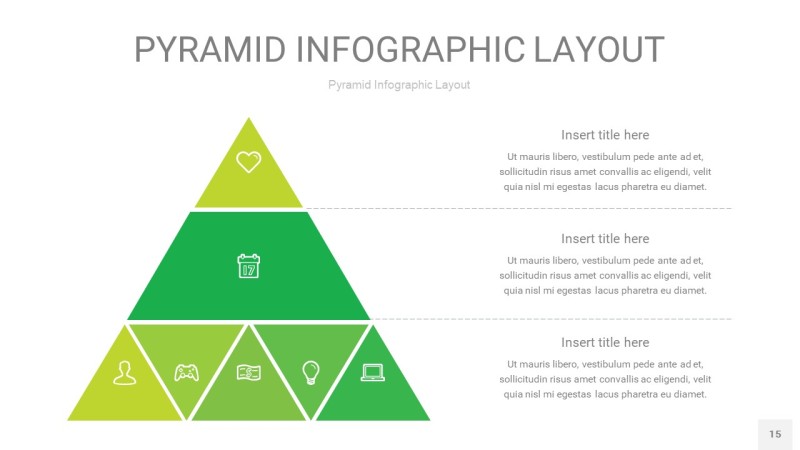 草绿色3D金字塔PPT信息图表15