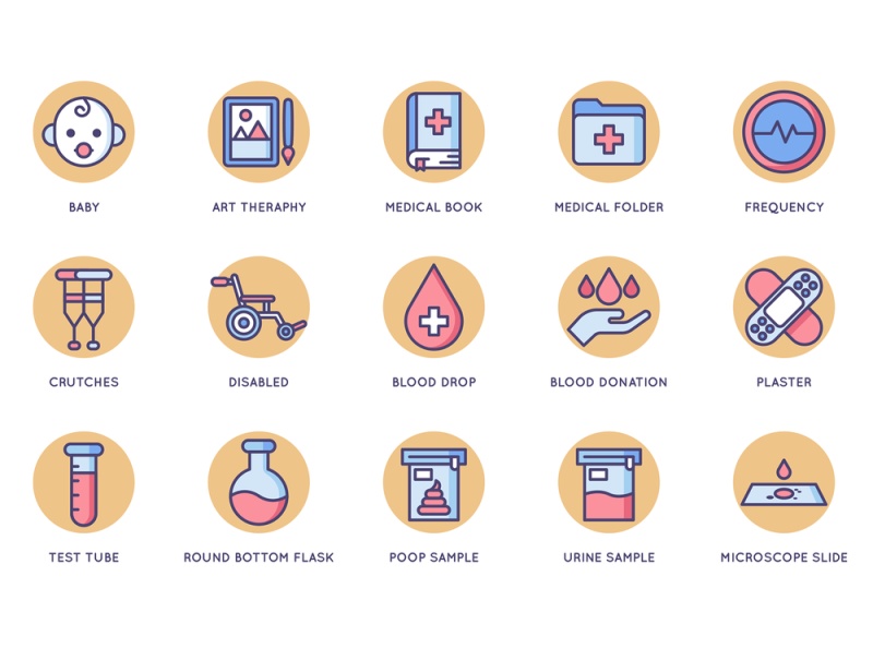 105医疗和医疗保健行业的矢量图标。，105医疗图标|奶油糖果系列