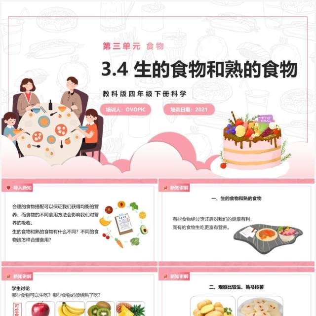 教科版四年级下册生的食物和熟的食物课件PPT模板 教科版四年级下册生的食物和熟的食物课件PPT模板