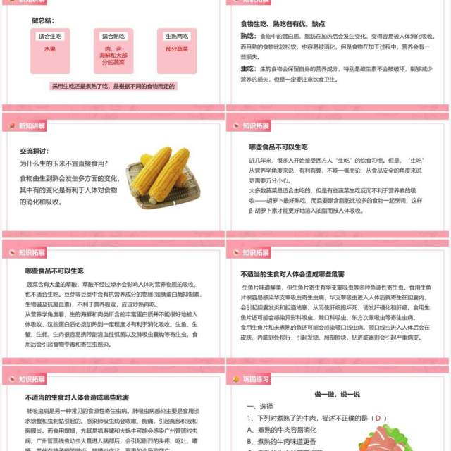 教科版四年级下册生的食物和熟的食物课件PPT模板 教科版四年级下册生的食物和熟的食物课件PPT模板