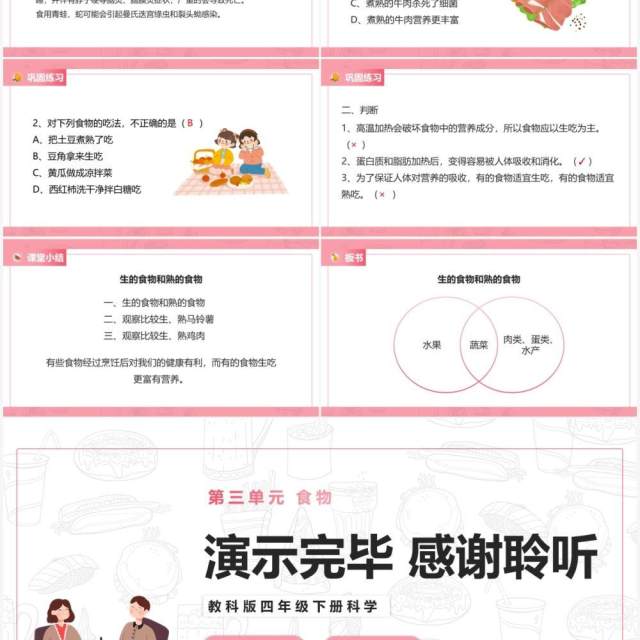 教科版四年级下册生的食物和熟的食物课件PPT模板 教科版四年级下册生的食物和熟的食物课件PPT模板