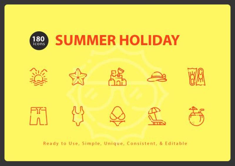 暑假小图标元素Summer Holiday