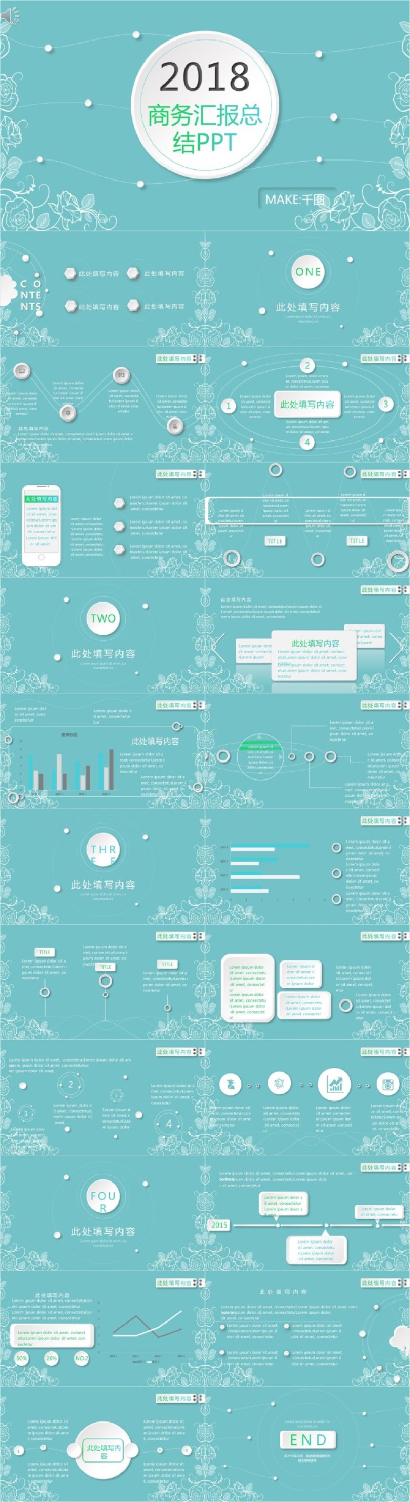 小清新商务汇报总结PPT