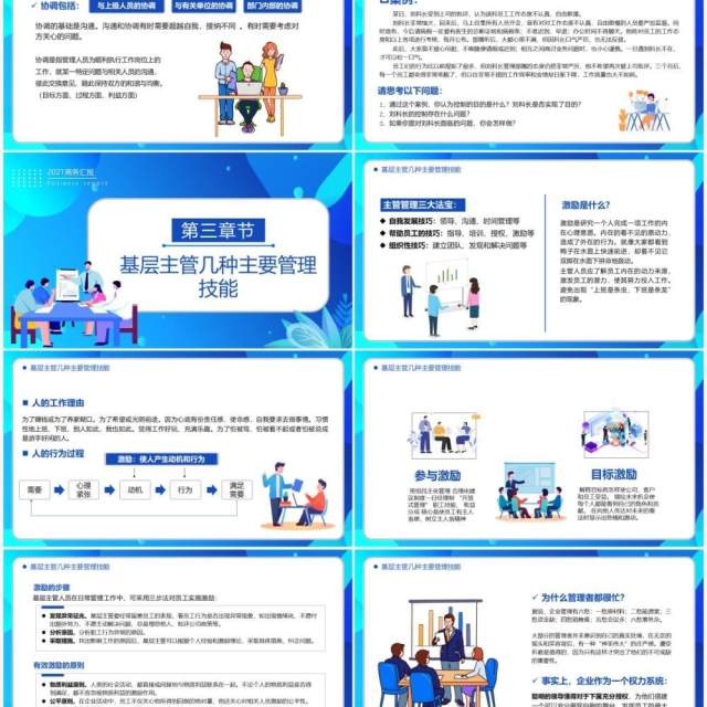 蓝色扁平风公司管理基层干部的角色认识和能力提升培训PPT模板 蓝色扁平风公司管理基层干部的角色认识和能力提升培训PPT模板