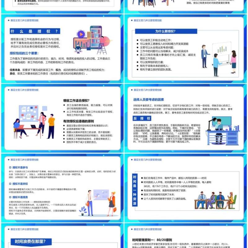 蓝色扁平风公司管理基层干部的角色认识和能力提升培训PPT模板