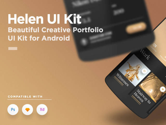 移动产品组合应用程序UI工具包 - 用于Photoshop,Sketch和XD,Helen Android UI工具包 移动产品组合应用程序UI工具包 - 用于Photoshop,Sketch和XD,Helen Android UI工具包
