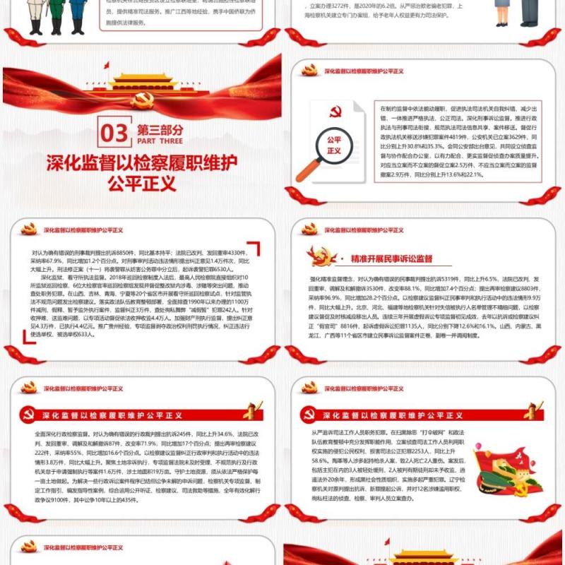 红色简约最高人民检察院工作汇报PPT模板