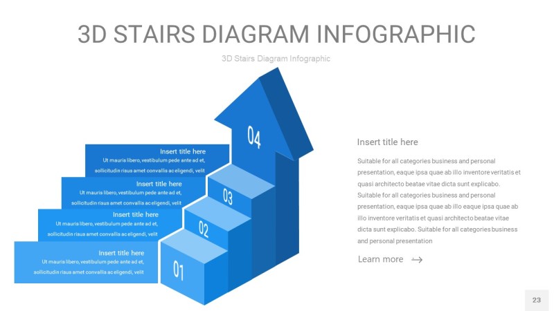 渐变蓝色3D阶梯PPT图表23