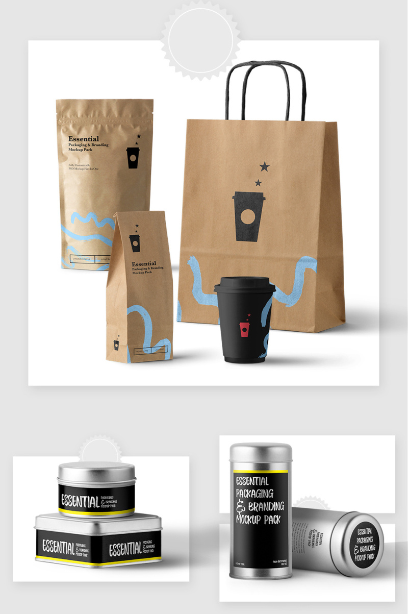 咖啡袋包装设计贴图样机素材