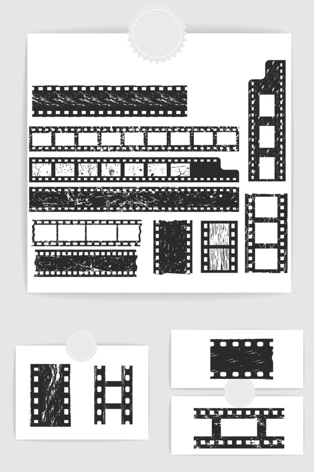 矢量复古粗糙胶卷素材