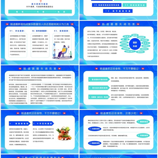 蓝色卡通风世界肠道健康日PPT模板