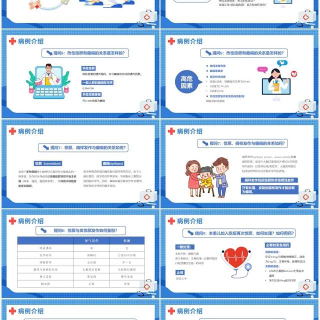 蓝色卡通医疗小儿惊厥病例分析PPT模板