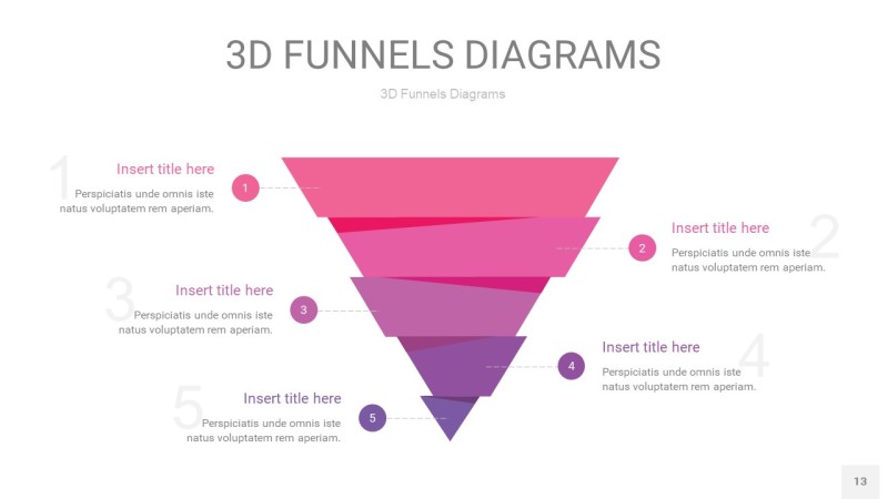 热粉色3漏斗PPT信息图表13