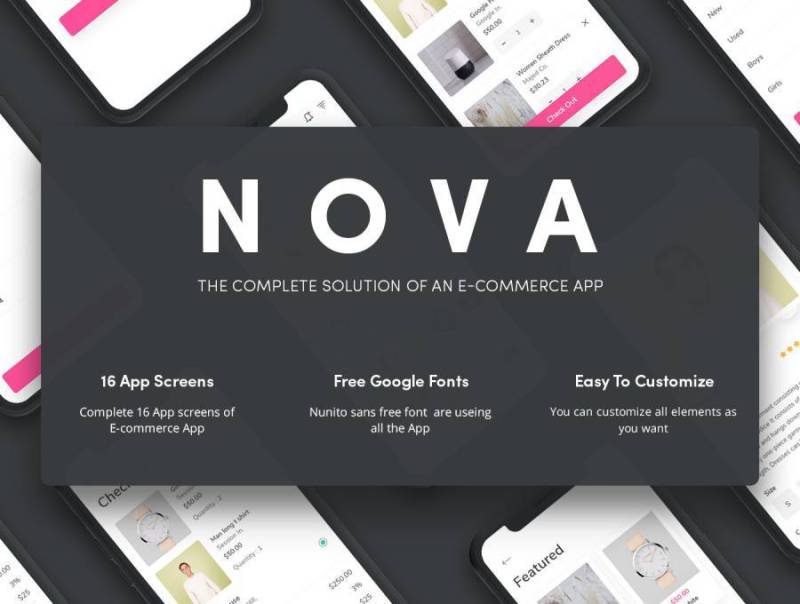 电子商务XD兼容App iOS UI Kit Nova电子商务UI套件（含XD源文件）