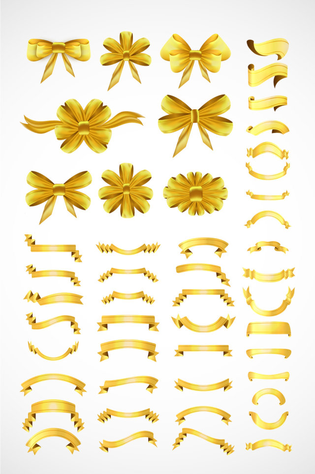 金色蝴蝶结金色标签框素材