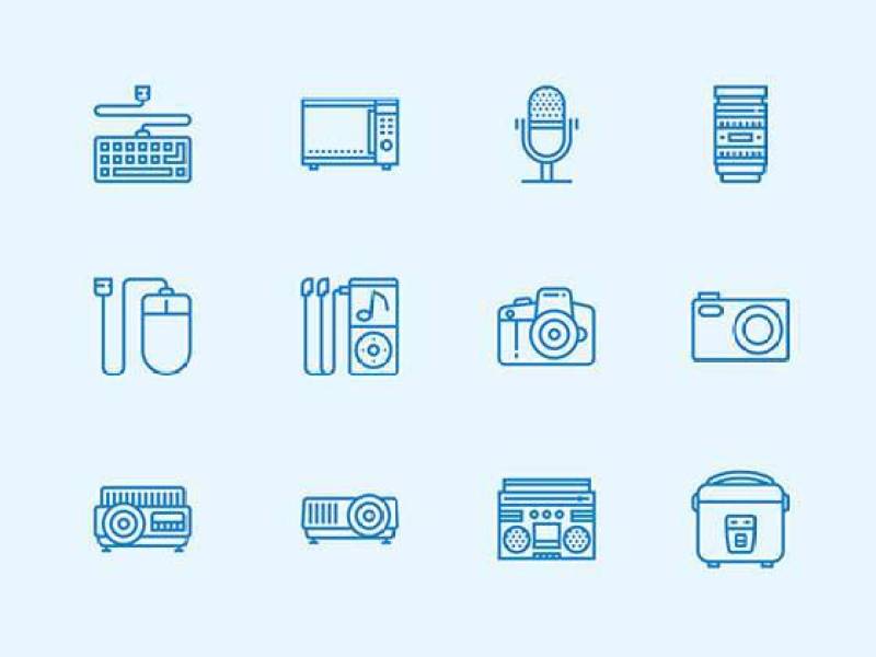 30 枚数码产品线性图标