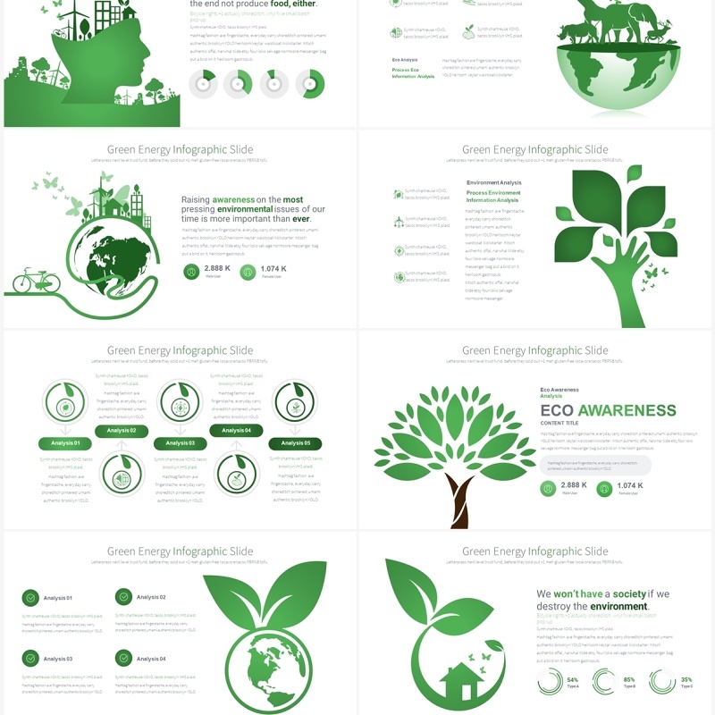 绿色系节能环保绿色生态创意插画PPT素材SAVE THE WORLD