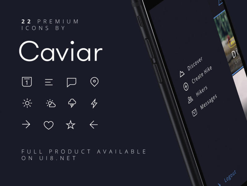 27 Caviar，Discover UI Kit的高级iOS屏幕和22个图标