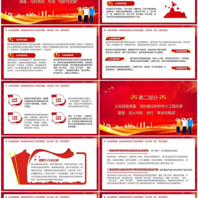 三个维度标注新时代党的建设历史成就PPT模板 三个维度标注新时代党的建设历史成就PPT模板