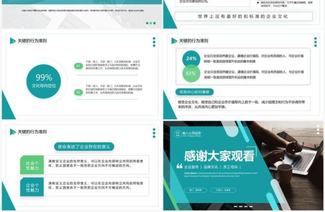 绿色商务风企业文化培训PPT通用模板