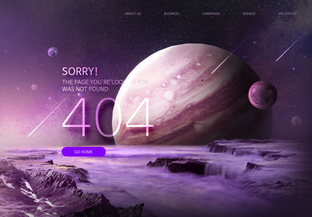 星空宇宙星球网页404错误页面PSD模板12